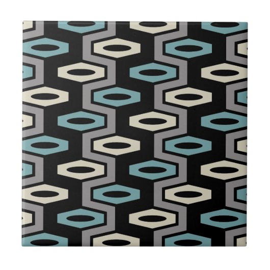 Retro Geometric Pattern Tegeltje (Voorkant)