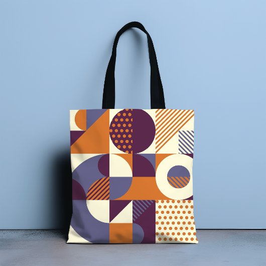 Retro Geometric Pattern Tote Bag