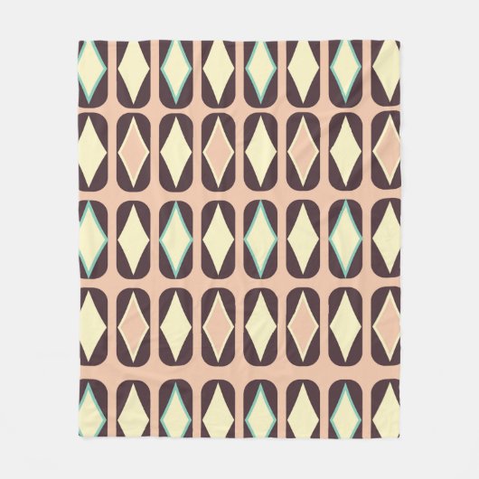 Retro geometric pattern with brown, yellow, blue fleece deken (Voorkant)