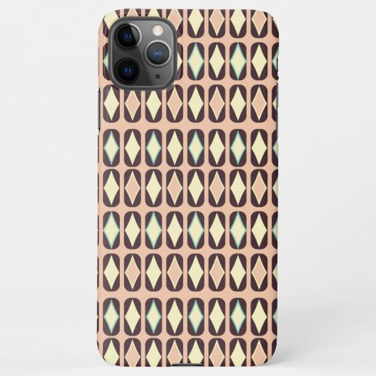 Retro geometric pattern with brown, yellow, blue iPhone hoesje (Achterkant)