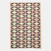 Retro geometric pattern with brown, yellow, blue theedoek (Verticaal)