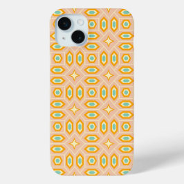 Retro geometric pattern with hexagons and stars iPhone 15 mini hoesje