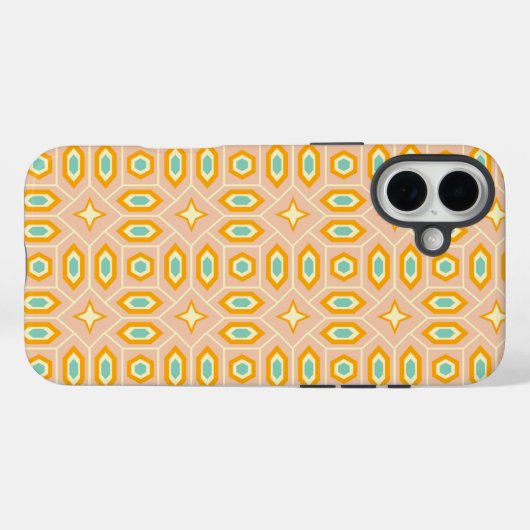 Retro geometric pattern with hexagons and stars Case-Mate iPhone case (Achterkant (horizontaal))