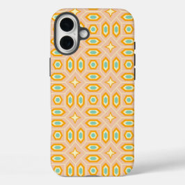 Retro geometric pattern with hexagons and stars iPhone 16 plus hoesje