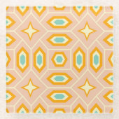 Retro geometric pattern with hexagons and stars glazen onderzetter (Voorkant)