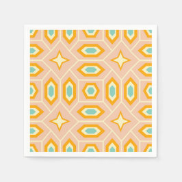 Retro geometric pattern with hexagons and stars servet
