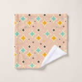 Retro geometric pattern with teal, orange, black bad handdoek (Wasdoekje)