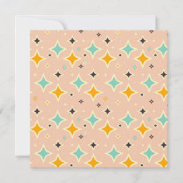 Retro geometric pattern with teal, orange, black bedankkaart