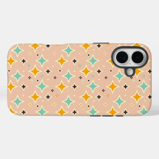 Retro geometric pattern with teal, orange, black Case-Mate iPhone case (Achterkant (horizontaal))