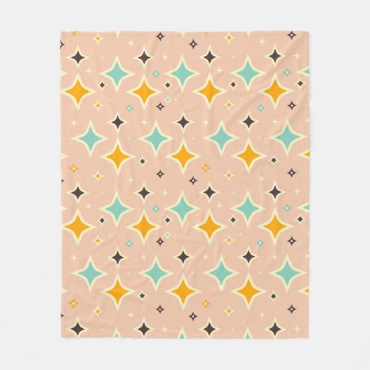 Retro geometric pattern with teal, orange, black fleece deken (Voorkant)
