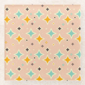 Retro geometric pattern with teal, orange, black glazen onderzetter (Voorkant)