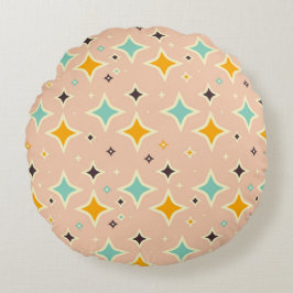 Retro geometric pattern with teal, orange, black rond kussen
