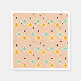 Retro geometric pattern with teal, orange, black servet