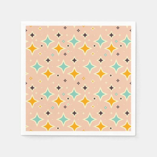 Retro geometric pattern with teal, orange, black servet (Voorkant)