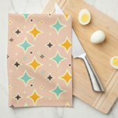 Retro geometric pattern with teal, orange, black theedoek (Quarter Fold)