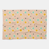 Retro geometric pattern with teal, orange, black theedoek (Horizontaal)