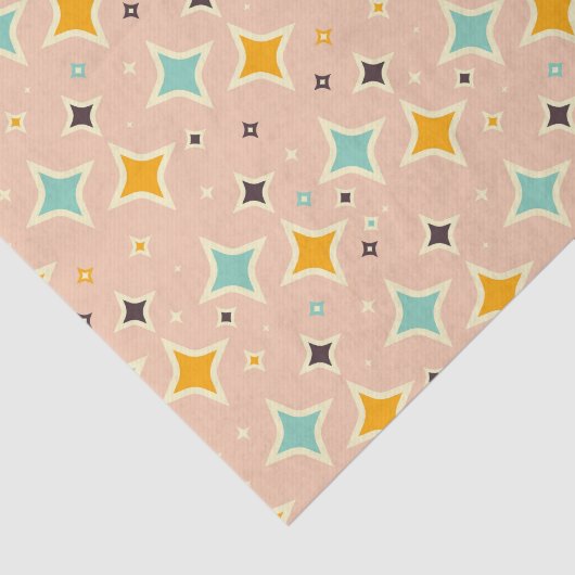 Retro geometric pattern with teal, orange, black tissuepapier (Detail)