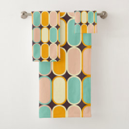 Retro geometric pattern with vertical ovals bad handdoek