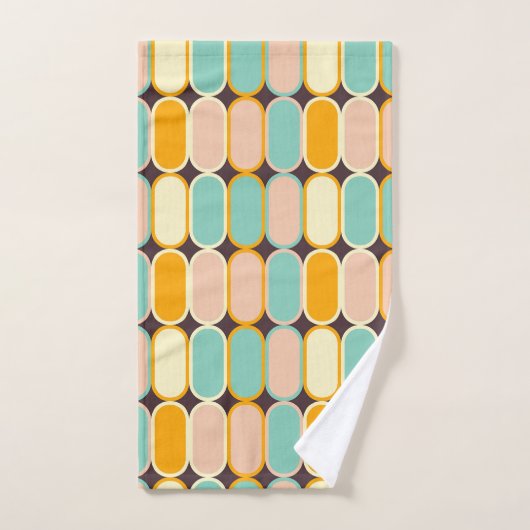 Retro geometric pattern with vertical ovals bad handdoek (Handdoek)