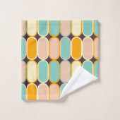 Retro geometric pattern with vertical ovals bad handdoek (Wasdoekje)