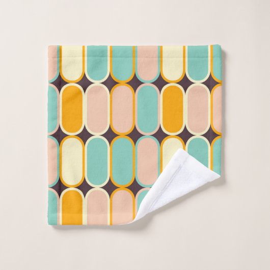 Retro geometric pattern with vertical ovals bad handdoek (Wasdoekje)
