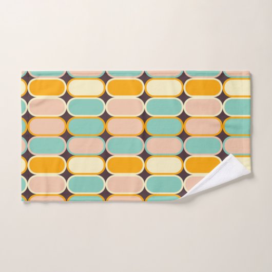 Retro geometric pattern with vertical ovals bad handdoek (Handdoek)