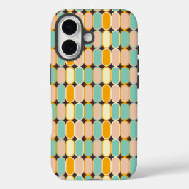 Retro geometric pattern with vertical ovals iPhone 16 hoesje