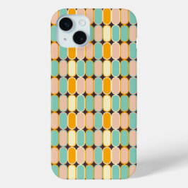 Retro geometric pattern with vertical ovals iPhone 15 mini hoesje