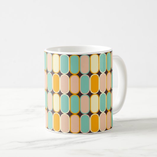 Retro geometric pattern with vertical ovals koffiemok (Voorkant rechts)