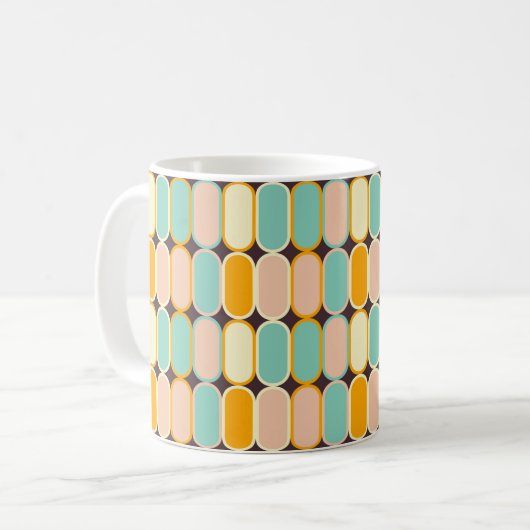 Retro geometric pattern with vertical ovals koffiemok (Voorkant links)