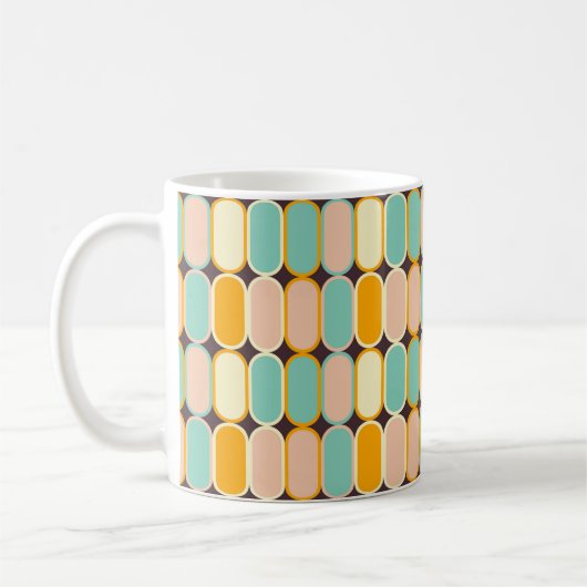Retro geometric pattern with vertical ovals koffiemok (Links)