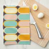 Retro geometric pattern with vertical ovals theedoek (Quarter Fold)