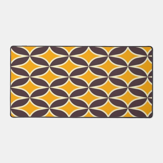Retro geometric pattern yellow and brown leaf bureaumat (Voorkant)