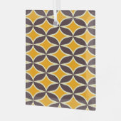 Retro geometric pattern yellow and brown leaf glas ornament (Voorkant links)