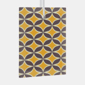 Retro geometric pattern yellow and brown leaf glas ornament (Voorkant Rechts)