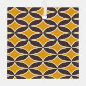 Retro geometric pattern yellow and brown leaf glas ornament (Achterkant)