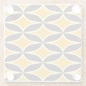 Retro geometric pattern yellow and brown leaf glazen onderzetter (Achterkant)