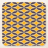 Retro geometric pattern yellow and brown leaf kartonnen onderzetters (Voorkant)