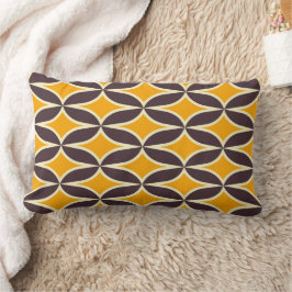 Retro geometric pattern yellow and brown leaf kussen