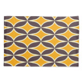 Retro geometric pattern yellow and brown leaf kussensloop (Achterkant-Links)