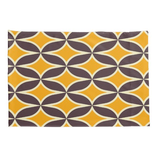 Retro geometric pattern yellow and brown leaf kussensloop (Achterkant-Rechts)