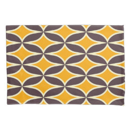 Retro geometric pattern yellow and brown leaf kussensloop