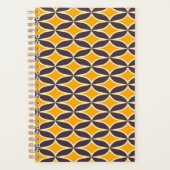 Retro geometric pattern yellow and brown leaf planner (Voorkant)