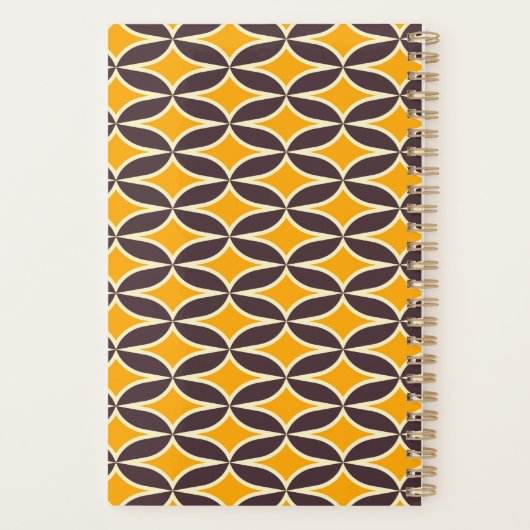 Retro geometric pattern yellow and brown leaf planner (Achterkant)
