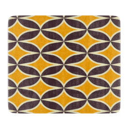 Retro geometric pattern yellow and brown leaf snijplank