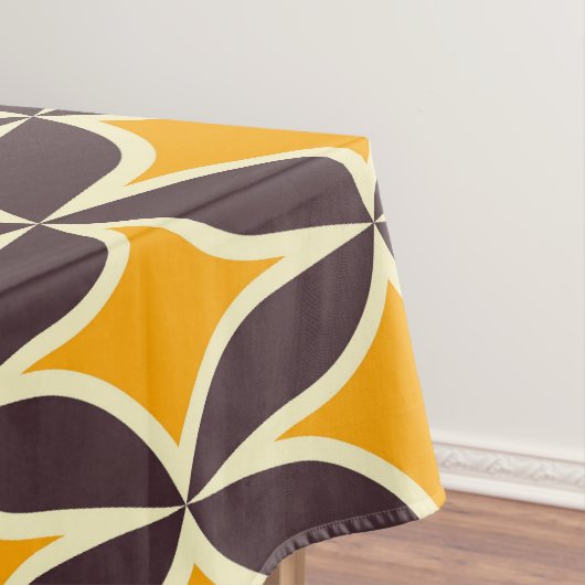 Retro geometric pattern yellow and brown leaf tafelkleed (Voorbeeld)