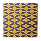 Retro geometric pattern yellow and brown leaf tegeltje (Voorkant)
