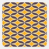 Retro geometric pattern yellow and brown leaf vierkante sticker (Voorkant)