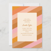 Retro Geometric Pink Orange Stripes Bridal Brunch Kaart (Voorkant)