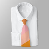 Retro Geometric Pink Orange Stripes Wedding Stropdas (Gebonden)